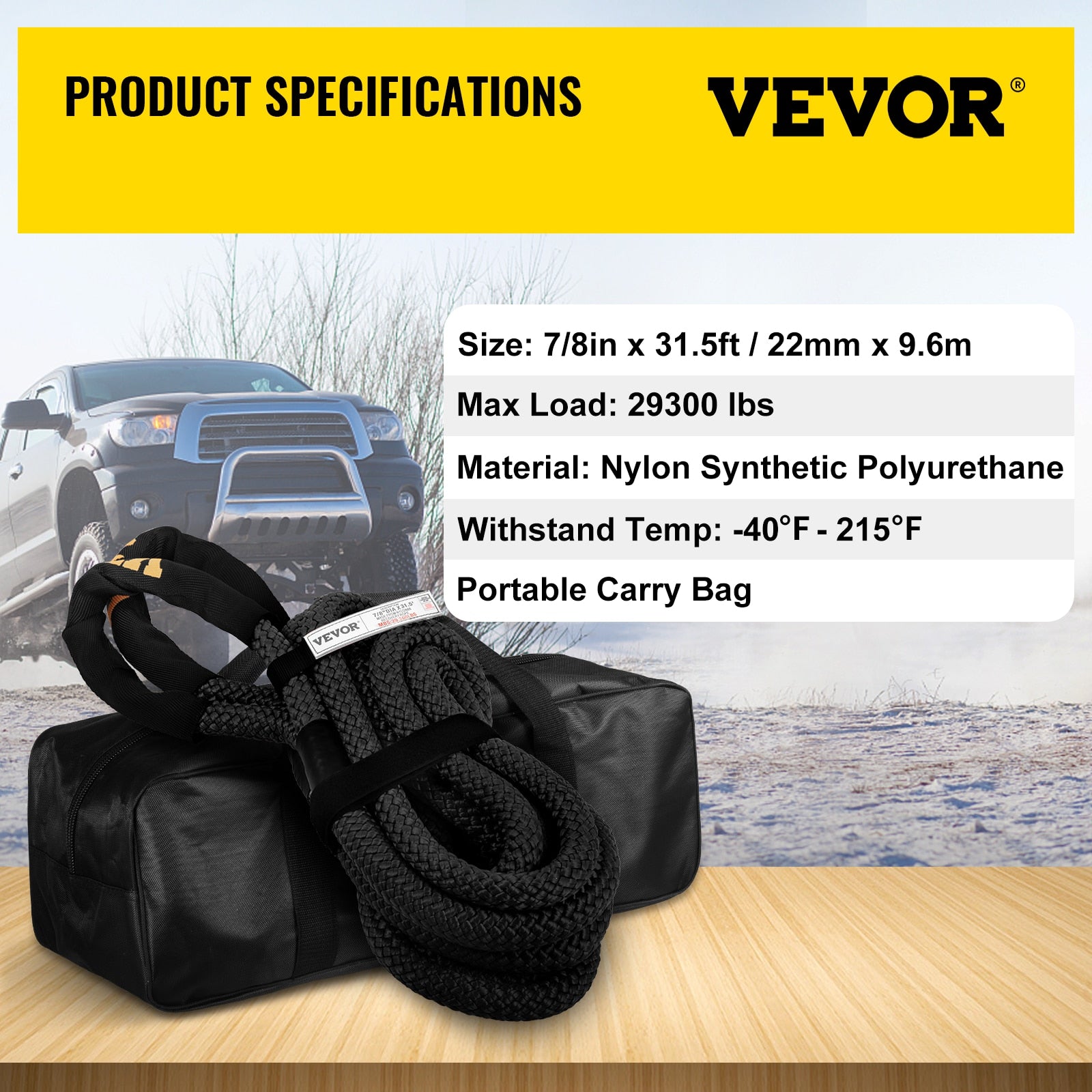 VEVOR Heavy Duty Recovery Tow Rope: Powerful and Reliable for Truck, A –  Silverfox Outfitters
