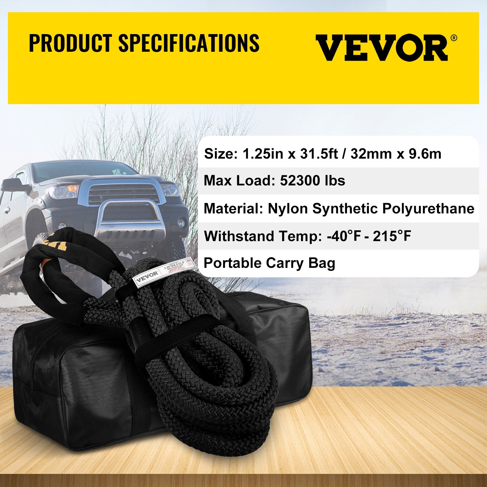 VEVOR Heavy Duty Recovery Tow Rope: Powerful and Reliable for