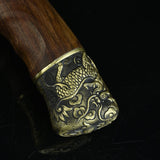 Vintage Elegance Meets Precision: Handmade Antique Style Knife with 7cr17mov Blade and Brass-Adorned Acid Wood Handle"