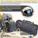 Mission Darkness X2 Faraday Duffel Bag + Detachable MOLLE Faraday Pouch (Gen 2) // Military-Grade RF Shielding for Large Electronics & Mobile Devices // Digital Forensics Signal Isolation Data Privacy
