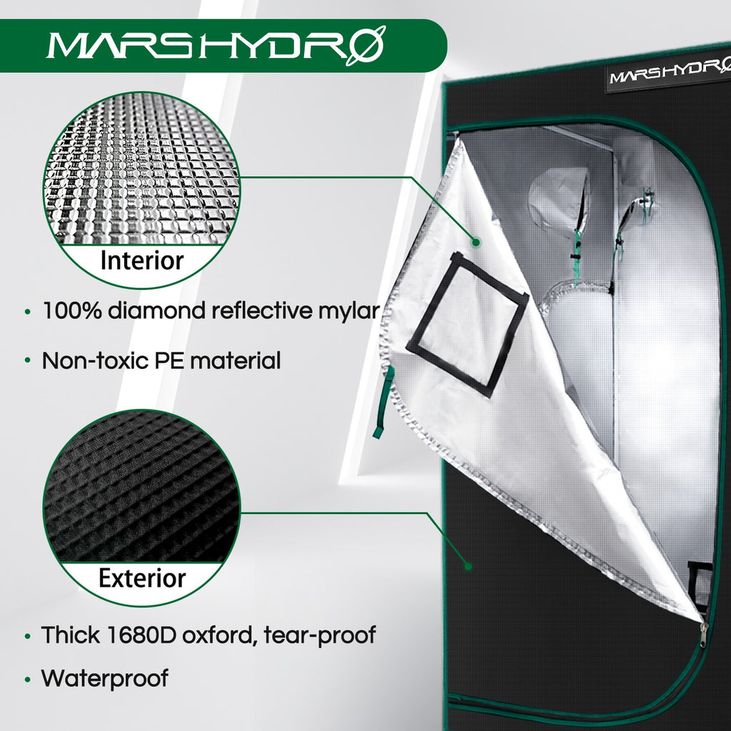 MarsHydro 1680D 70x70x160cm Grow Reflective Diamond Tent - Optimal Indoor Growing Environment