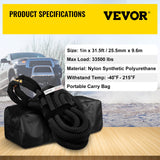 VEVOR Heavy Duty Recovery Tow Rope: Powerful and Reliable for Truck, ATV, and UTV