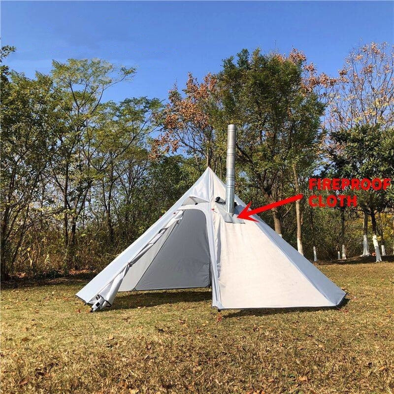 "Unleash Adventure: 3-4 Person Ultralight Pyramid Camping Tent with Chimney Hole"