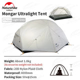 Naturehike Mongar 2-3 Person Camping Tent: Ultralight, Waterproof, and Spacious for Outdoor Adventures
