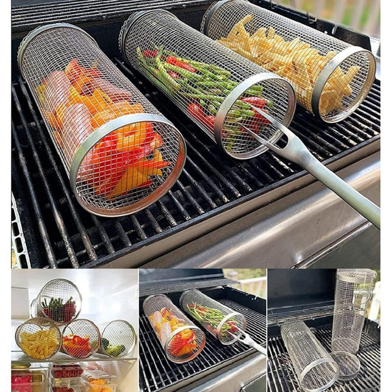 Experience Flawless Outdoor Grilling: 2PCS Stainless Barbecue Basket