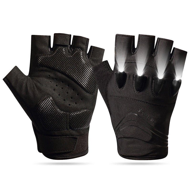 DAY WOLF LED Finger Lights Cycling Gloves - Touchscreen, Breathable, and Rechargeable for Outdoor Adventures