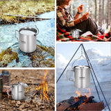 Lixada 750ml Stainless Steel Pot - Portable and Durable for Outdoor Cooking Adventures