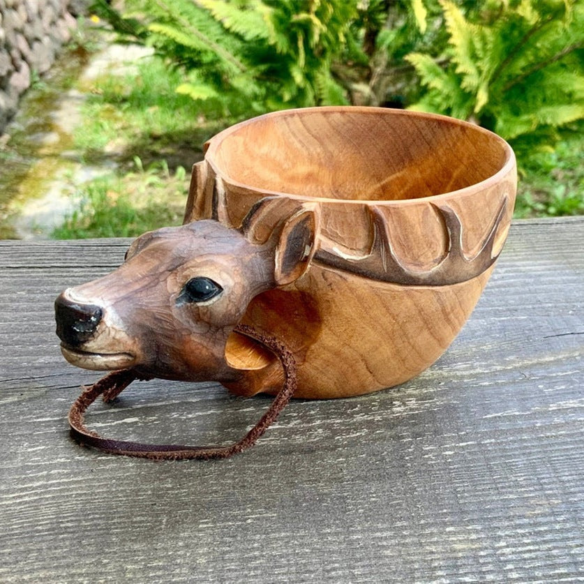 Hand Carved Cup Scandinavian Kuksa Wooden Mug