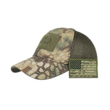 Tactical and Patriotic: Camouflage Baseball Caps with American Flag Patches