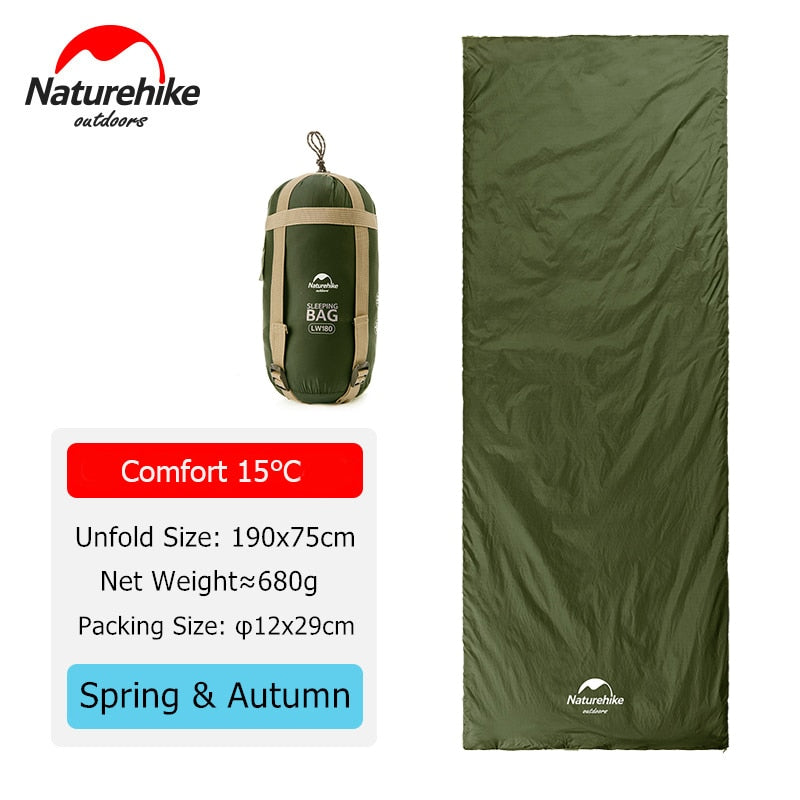 Naturehike LW180 Sleeping Bag - Waterproof, Lightweight, and Perfect for Summer Treks"